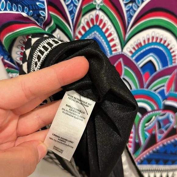 NWT Laundry Shelli Segal V-Neck Blue Red Pink Purple Shift Sleeveless Dress XS - Picture 10 of 10